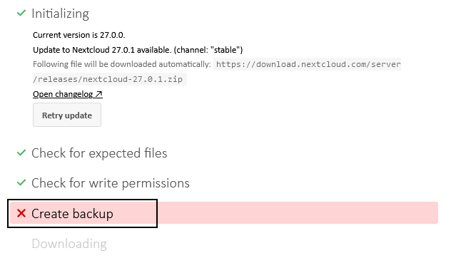 Nextcloud: Upgrade/Update schlägt fehl Nextcloud: Upgrade/Update schlägt fehl
