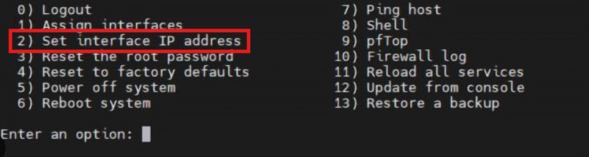 Unter Punkt 2 kann man die gewünschten IP-Adressen vergeben. Die LAN-Schnittstelle muss eine zu seinem Netzwerk passende IP-Adresse bekommen, z.B. 192.168.0.254. Unter dieser Adresse ist nach dem Reboot das Web-Interface im Browser erreichbar. OPNsense: mit Punkt 2 kann man die gewünschten IP-Adressen vergeben.